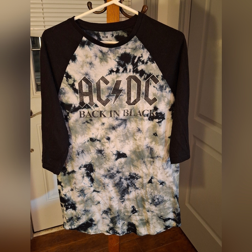 AC/DC Back in Black Faded Logo - Tie-Dye Shirt Mens Size M Unique -NWOT